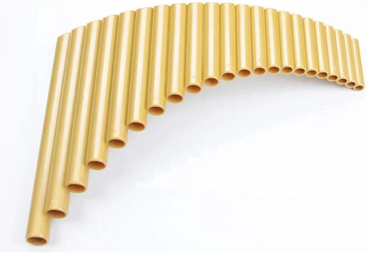 Panfluit 22 Pijpen - Houten Instrument - Muziek Maken - Opengatontwerp - 32 x 28 cm - Goud