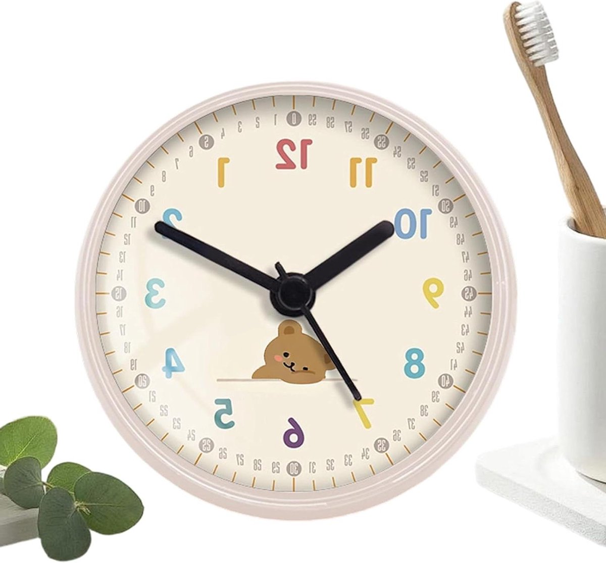 Waterdichte klok - Badkamer klok - Douche tijd - Zuignap bevestiging - 7 cm diameter - Wit