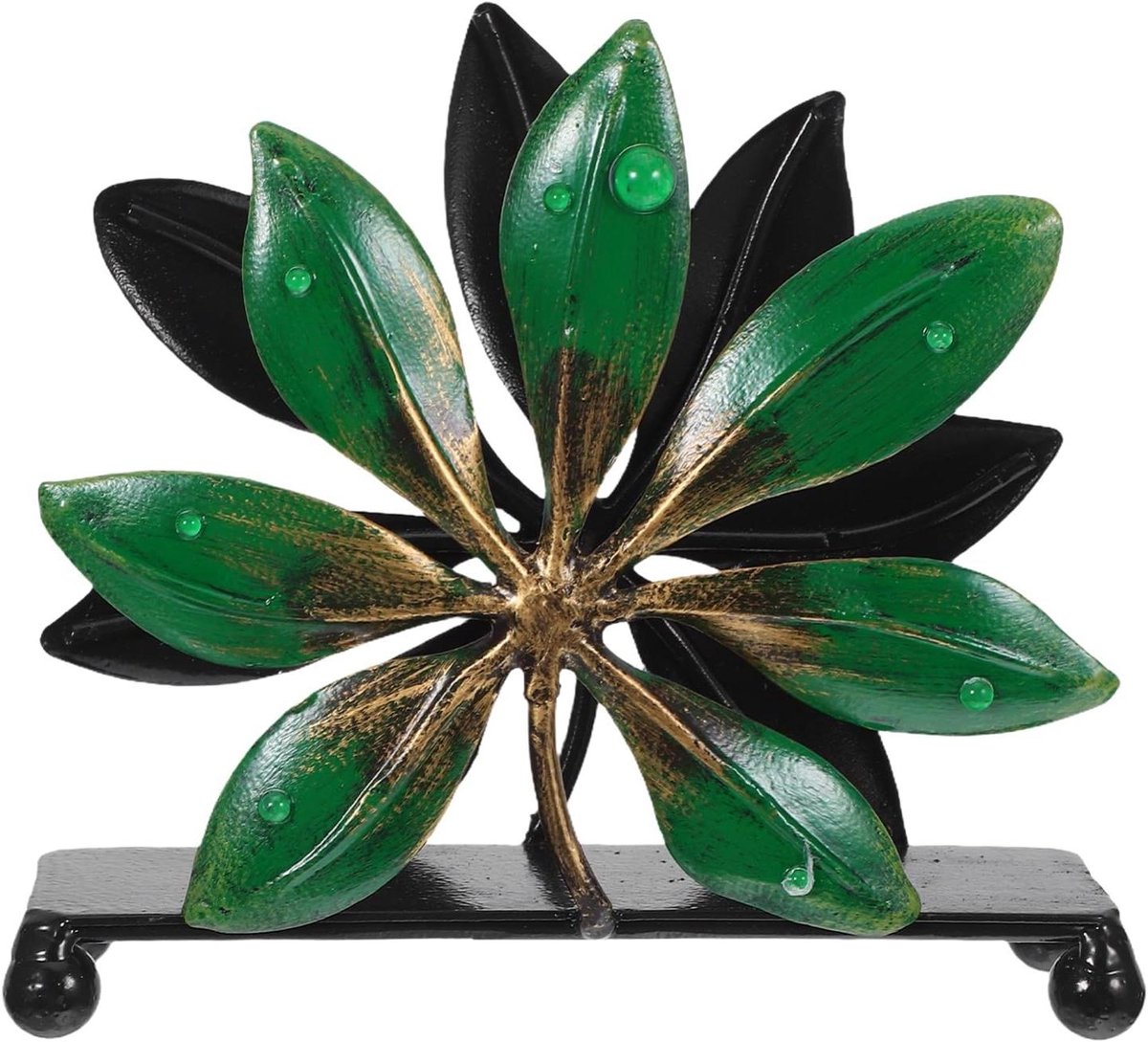 Servethouder - Blad houder - Eettafel decoratie - Elegant bladontwerp - 12 x 13.5 x 5 cm - Groen