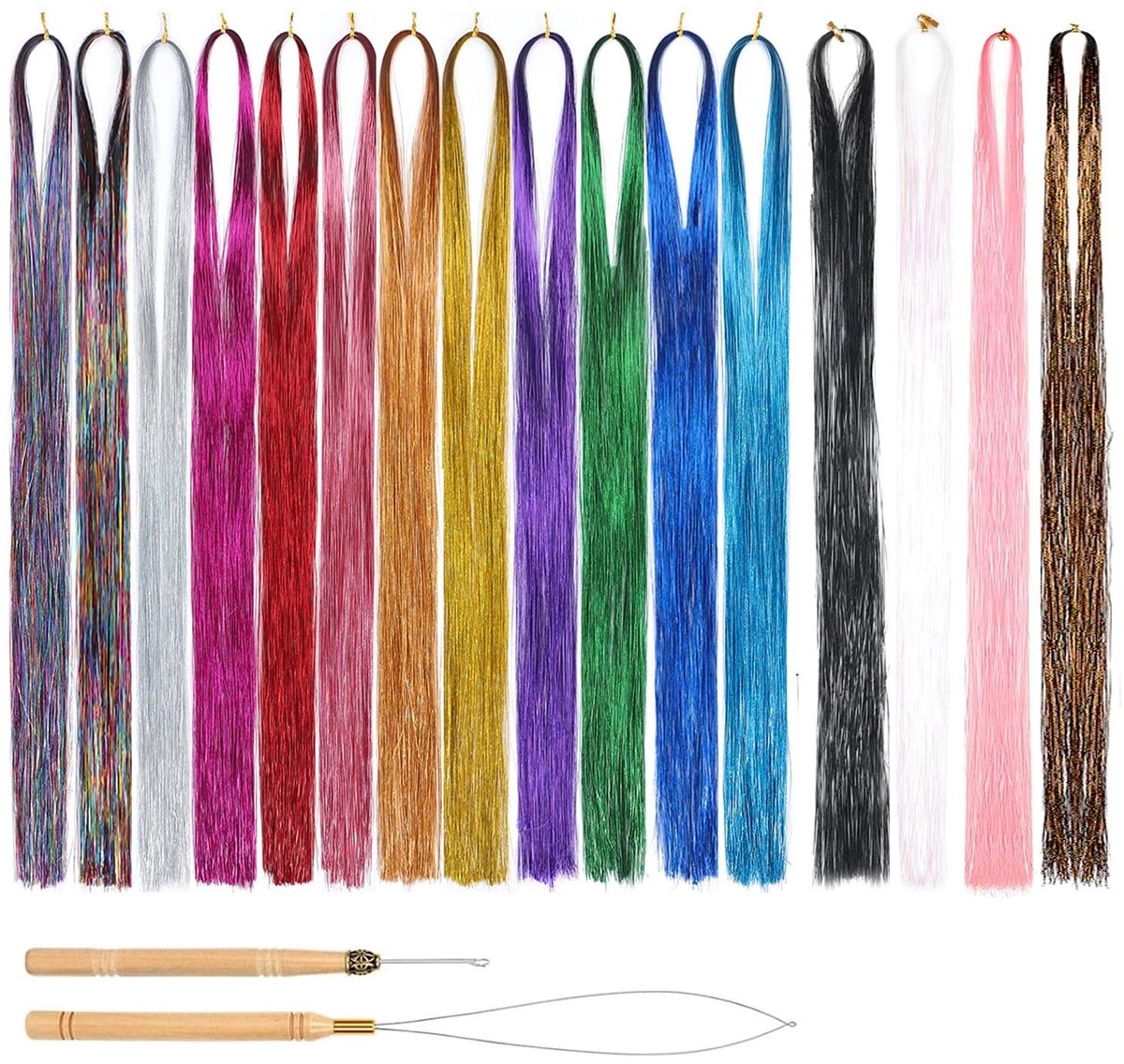 Dailygoods - 16-delige Gekleurde Hairextensions van 90 cm voor Meisjes