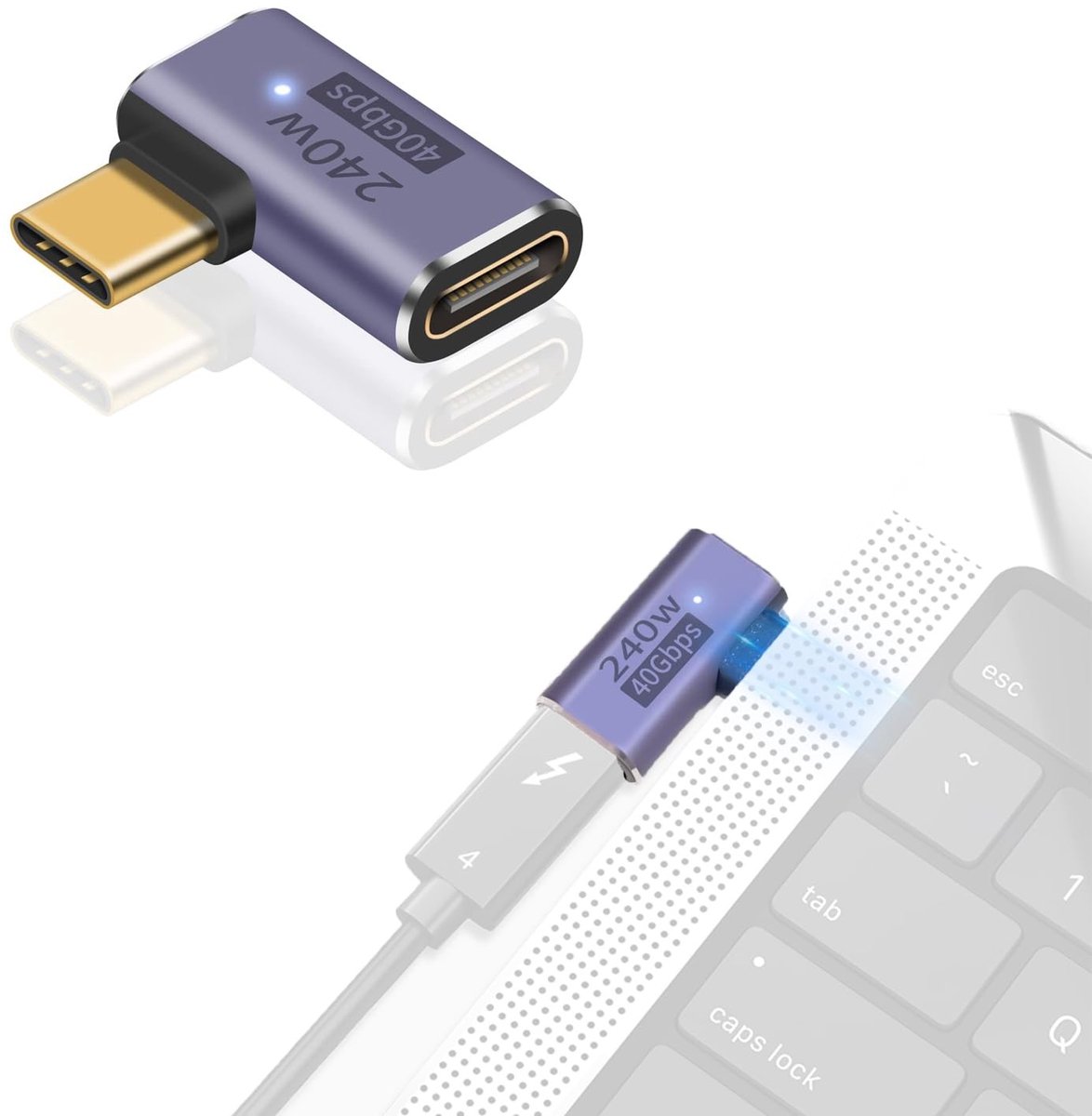 Dailygoods - USB Type-C Adapter met 90° Hoek voor Snel Opladen