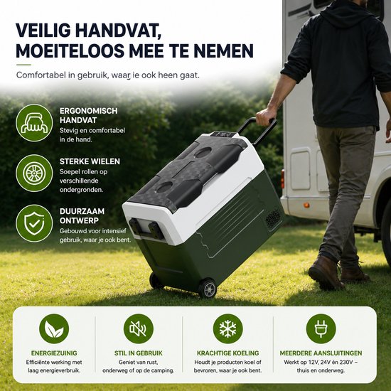 Celestul - Coolbox - Koelbox 45L - Elektrische Coolbox - Draagbare mini koelkast - Draagbare Auto Vriezer 12/24Volt - Zwart/Wit — afbeelding 5