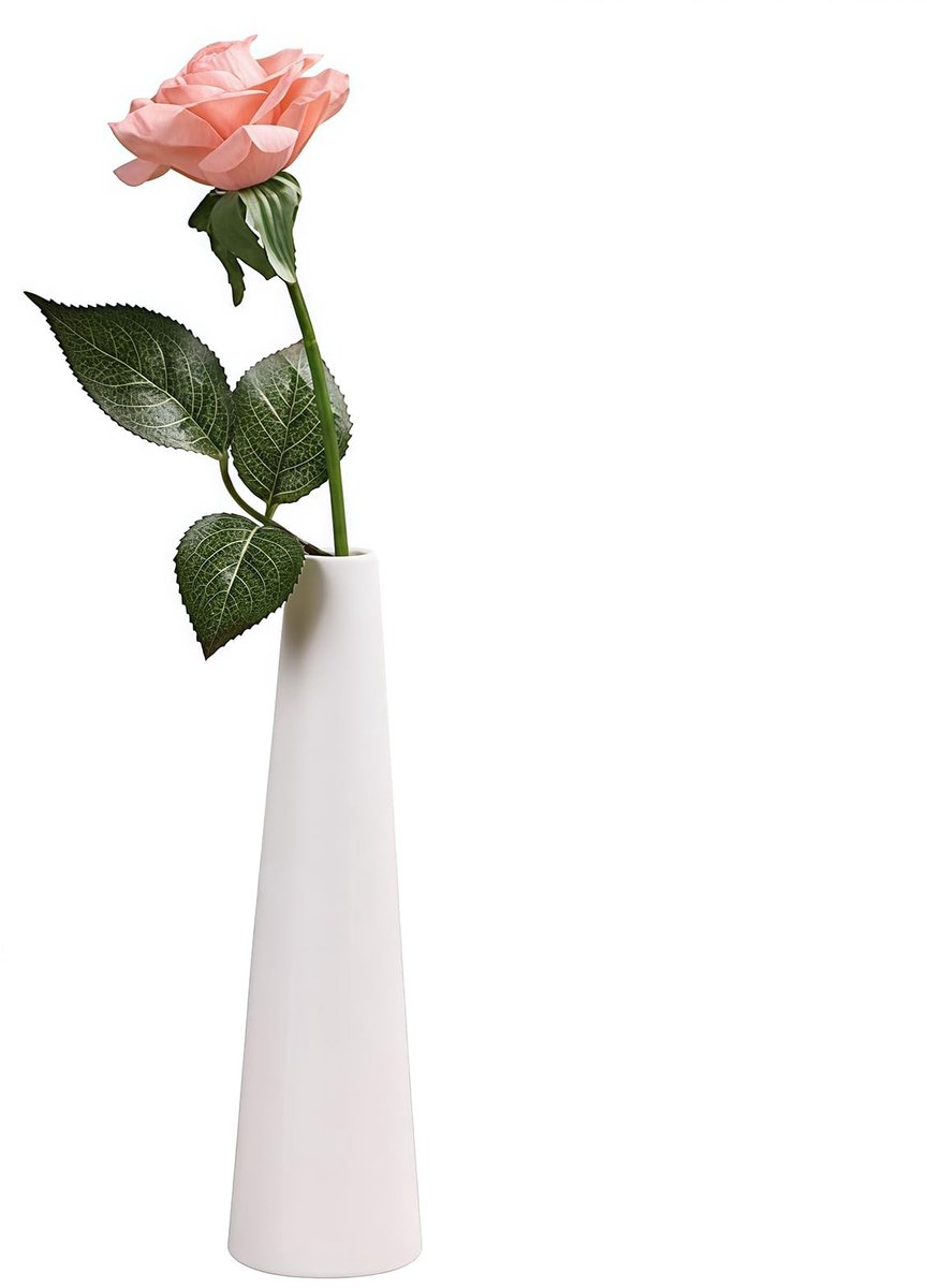 Dailygoods - Witte Keramische Bloemknop Vaas 22 cm voor Tafel Decoratie