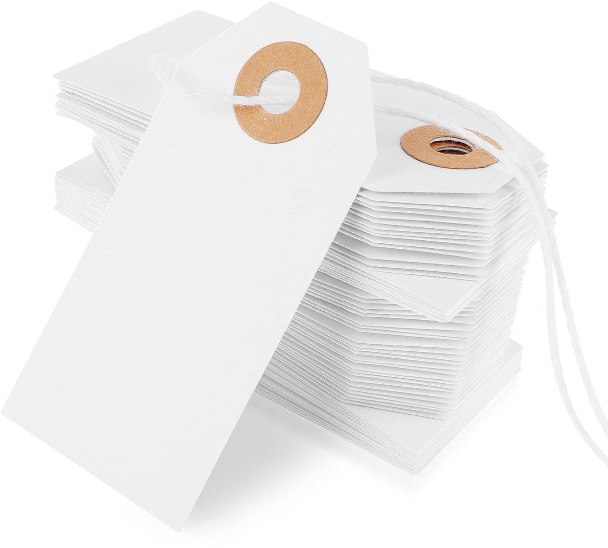 Dailygoods - Innovra - 100 Stuks Grote Witte Prijskaartjes met String