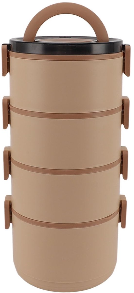 Dailygoods - Draagbare Geïsoleerde Voedsellunchcontainerset - Thermische Lunchbox Roestvrijstaal - Stapelbaar en Magnetronbestendig - 4 Laags - Ideaal