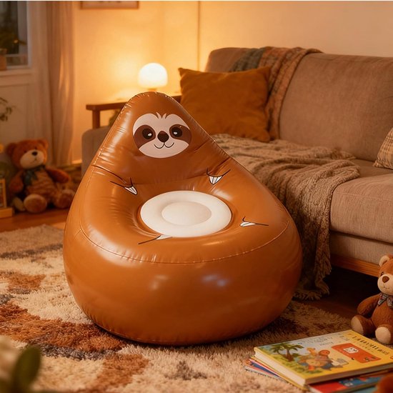Opblaasbare kinderstoel - Draagbare zitting - Ontspannen buiten - Grappige dierenvorm - 75 x 80 x 65 cm - Luiaard — afbeelding 4