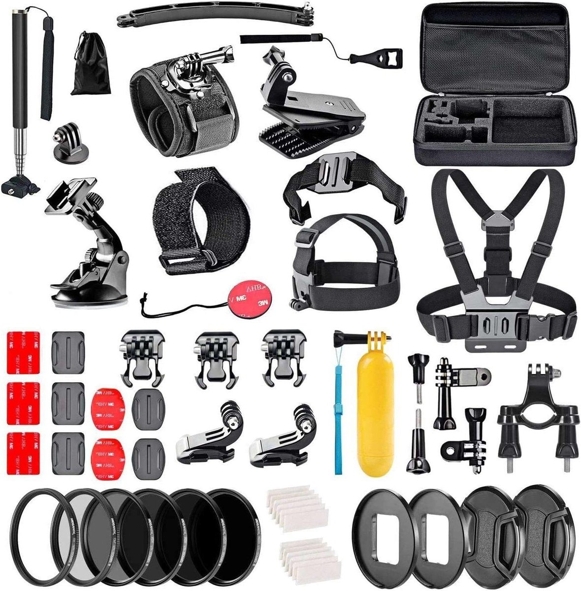 Camera Accessoires Kit - Actiecamera Set - Sport Opnames - 60 Delen - Met Opbergtas - Zwart