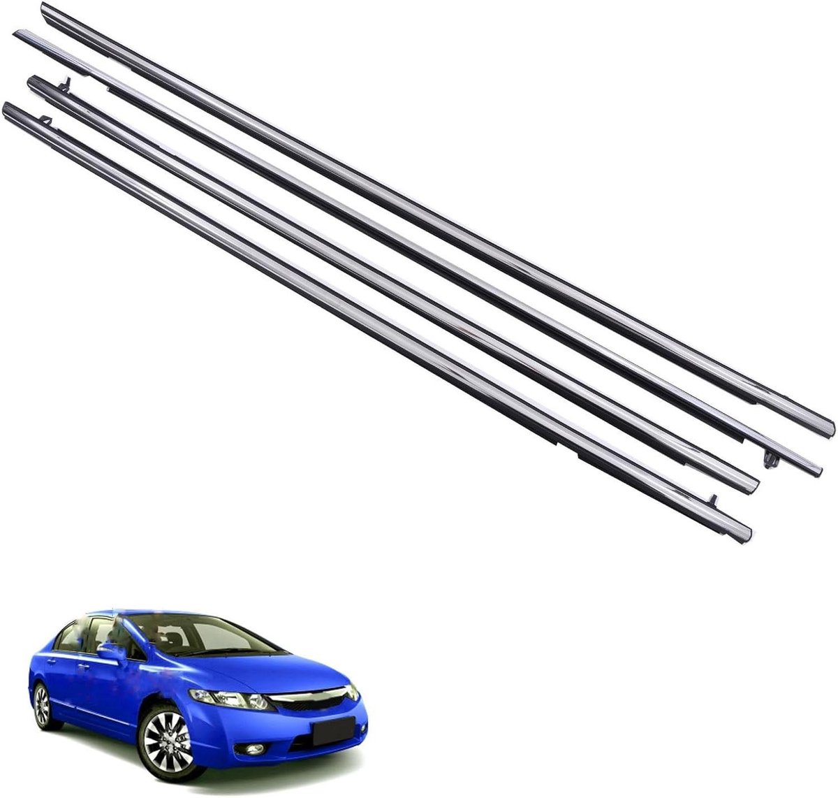 Autoruitafdichting - Weerstrips Deur - Waterdicht Maken - Rubberen Bescherming - 4 Stuks - Zwart