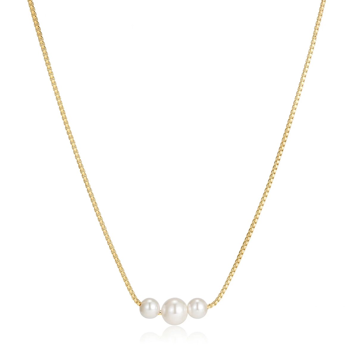 Studio Aurélie - Ketting - Gouden imitatie parelketting - 18K goud RVS - 40 cm - Vrouwen Sieraad - Dames Juwelen - Imitatieparel
