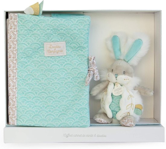 Doudou en Box - Baby Cadeau - Gezondheidsboekje Opbergen - Zachte Pluche - 0.45 Kilogram - Turquoise van Doudou — afbeelding 2