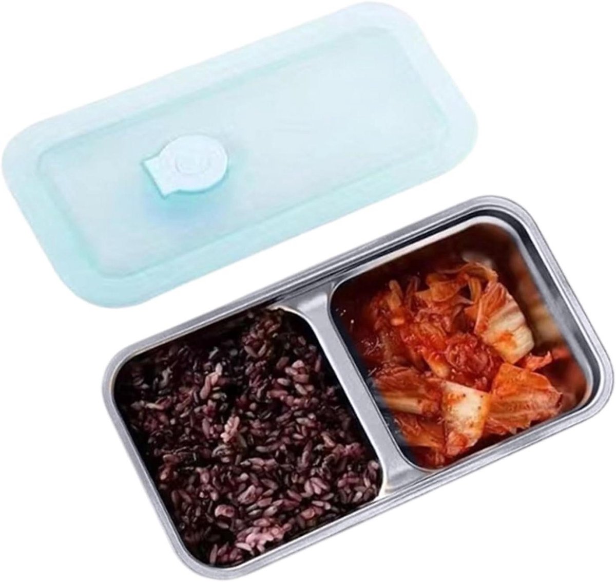 RVS Snackbakjes - Lunchboxen Dubbel - Voedsel Opslag - Lekvrij Dubbel Vak - 20 cm - Zilver