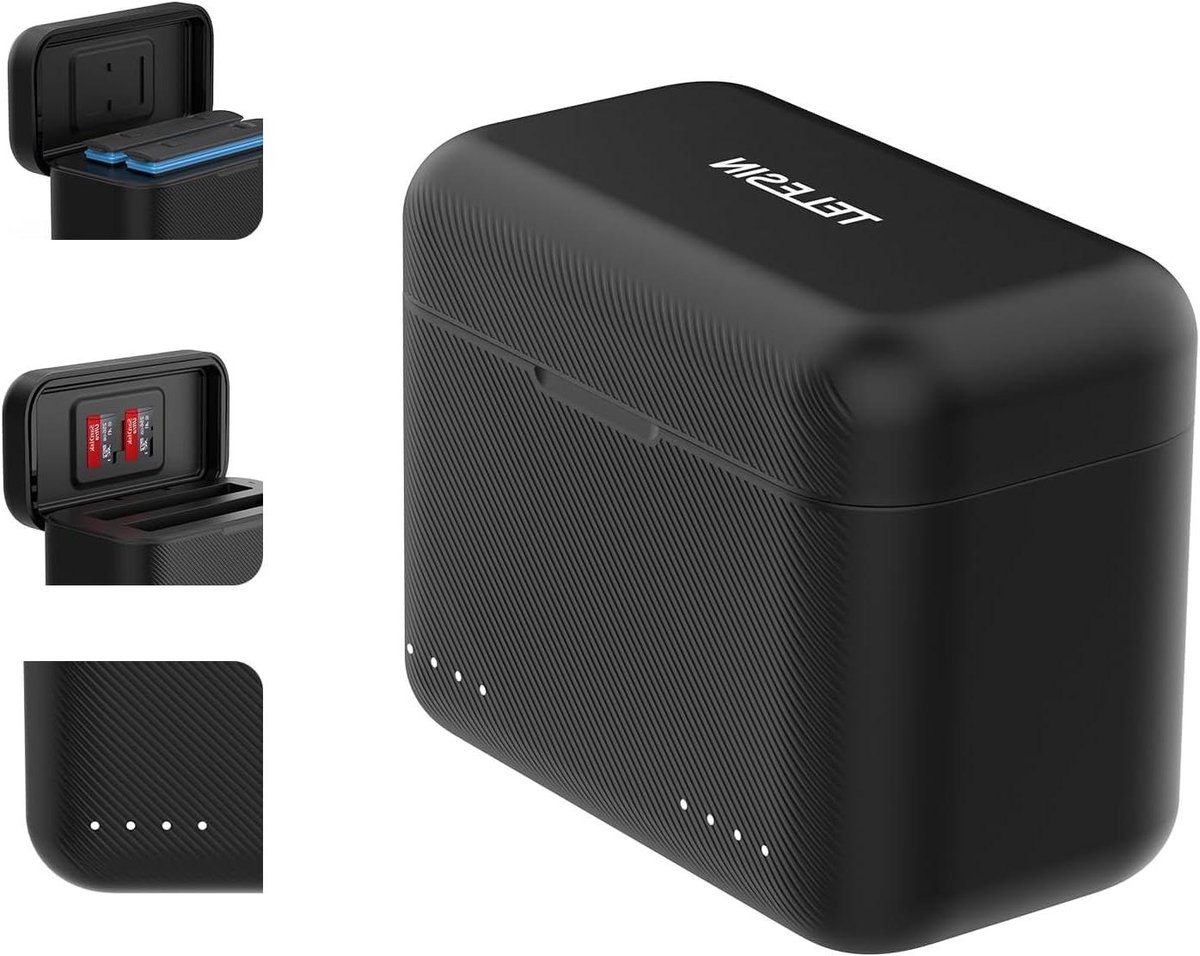 Batterijlader - Oplaadcase - Camera Accu's - Dubbel Laadstation - 65 Minuten - Zwart