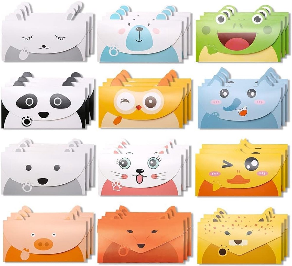 36PCS Bedankkaarten met Cartoon Dieren voor Verjaardagen, Babyshowers en Feestjes - Multifunctionele Notitiekaarten voor Kinderen en Bedrijven