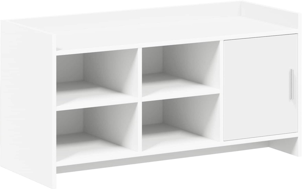 vidaXL Schoenenkast - 100 - x - 39,5 - x - 51 - cm - Bewerkt - hout - Wit