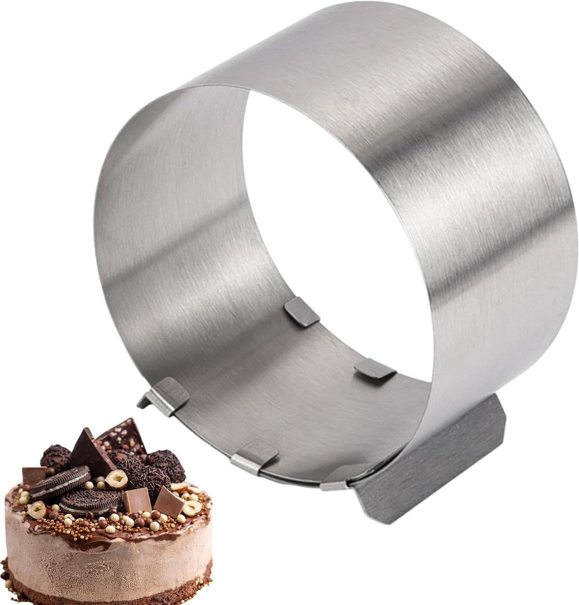 Taartring - Bakvorm ring - Desserts maken - Verstelbare maat - 6 tot 10 cm - Zilver