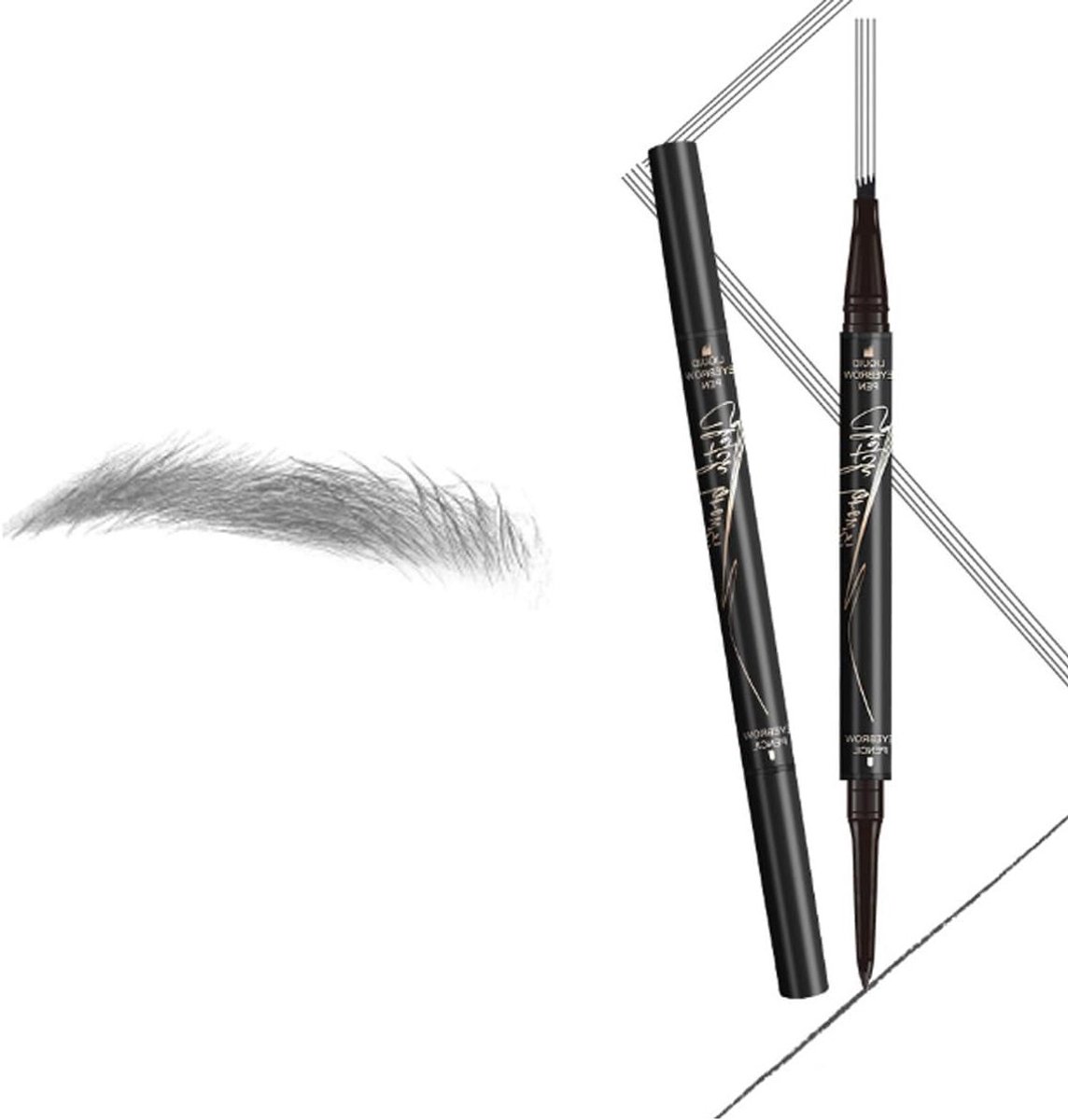 Wenkbrauwpotlood - Microblading Pen - Natuurlijke Make-up - 4-Vork Punt Applicator - 159 cm - Donkerbruin