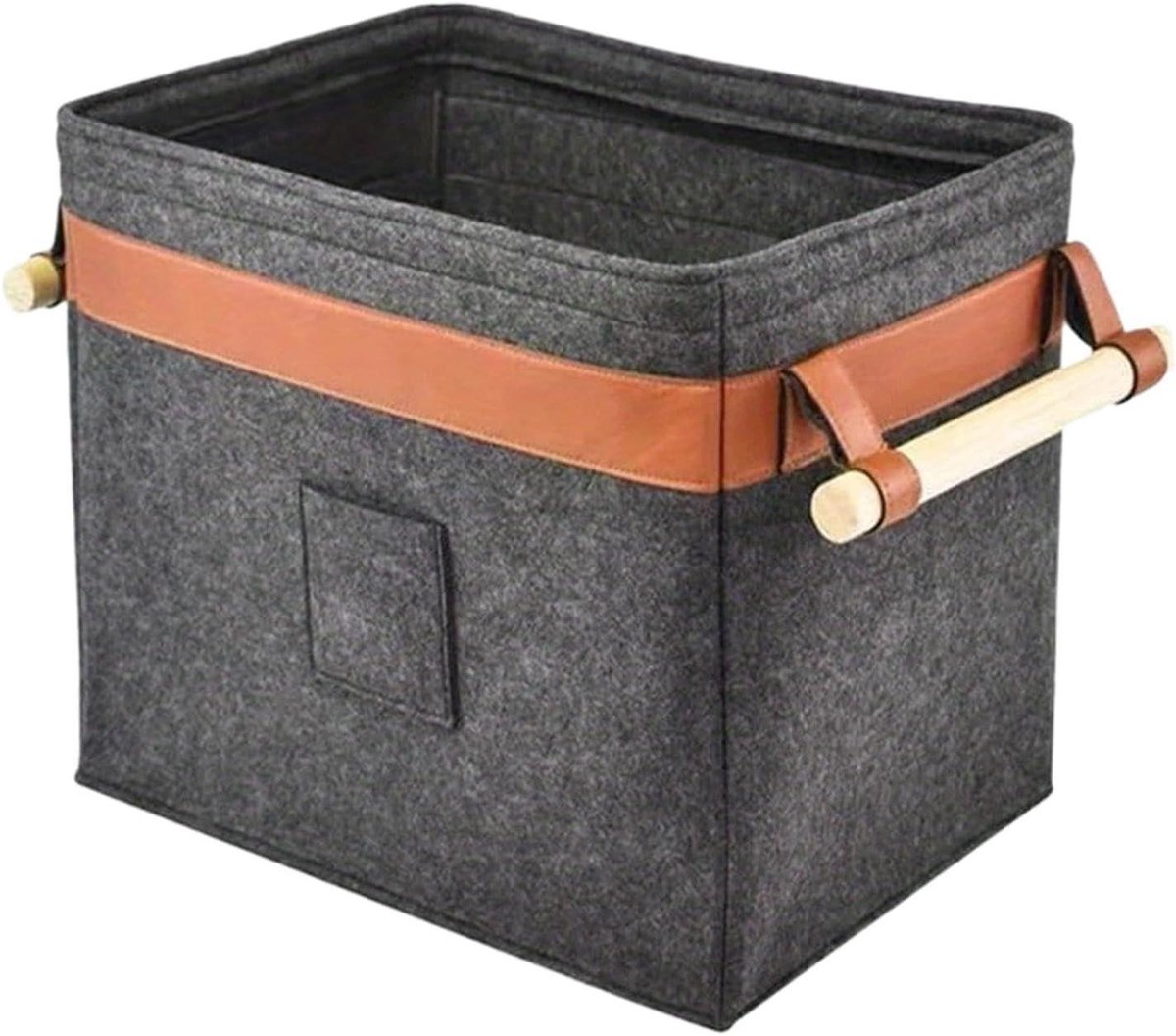 Houthouder Mand - Brandhout Opslag - Haard Warmte - Met Zijvakken - 42 x 32 x 35 cm - Grijs