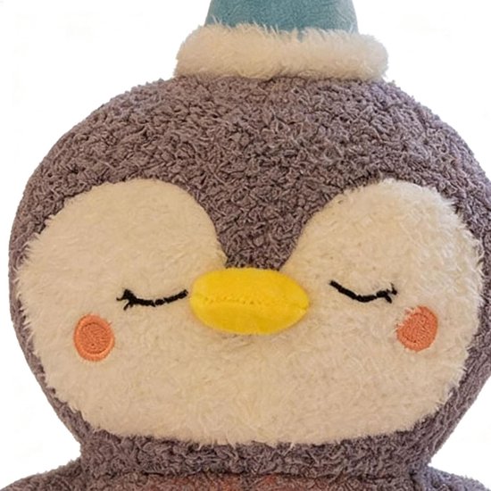 Pinguïn Pluche - Ademend Dier - Rustige Slaap - Ritmische Ademhaling - 28 cm - Paars Grijs van pinguin — afbeelding 5