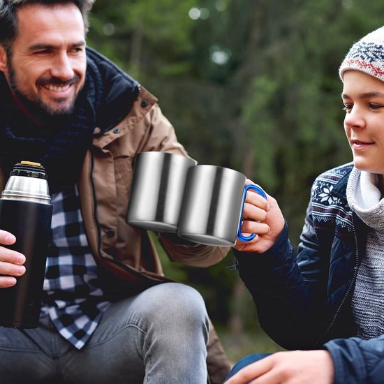 Koffie Mokken - Camping Bekers - Outdoor Reizen - Met Karabijn Haak - 3 Stuks 10oz - Wit — afbeelding 2