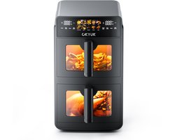 OKYUK Airfryer / Heteluchtfriteuse - Dubbele Compartimenten 5L+5L (10L Totaal) - Met Kijkvenster - 2600W - 80-200°C