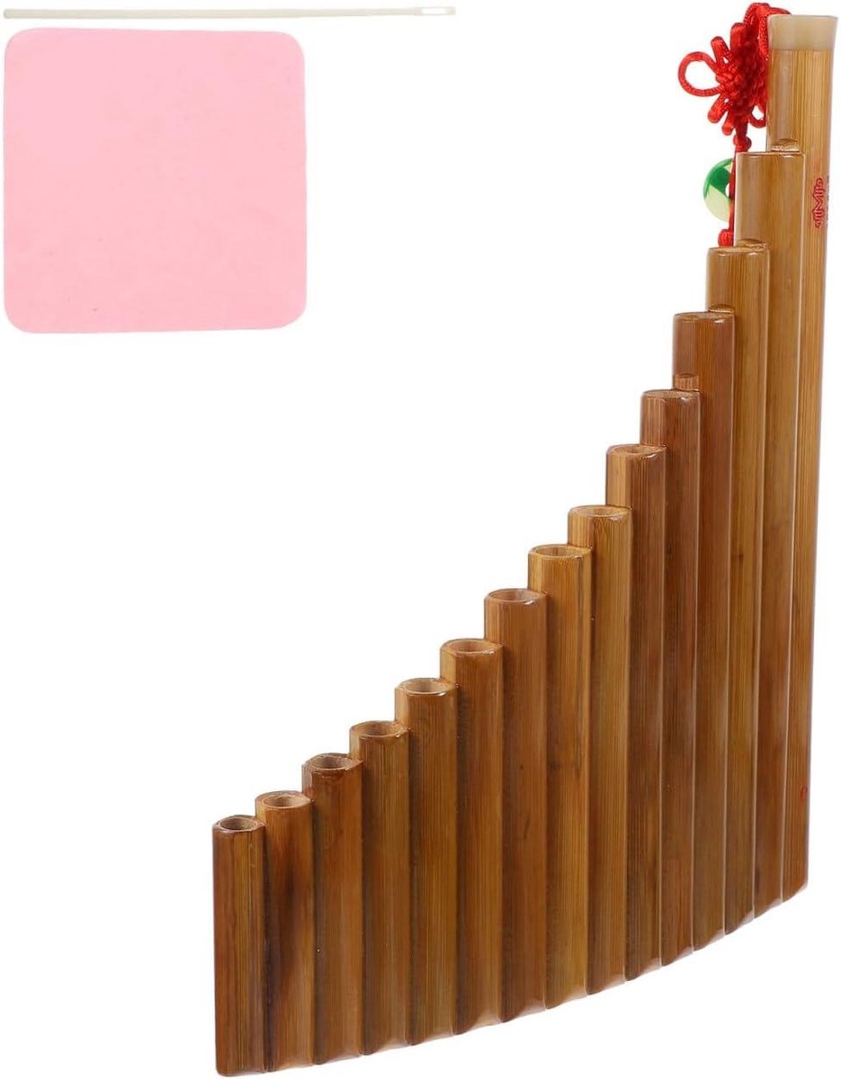 Panfluit 15 Gaten - Muziek Instrument - Beginners Leren - Draagbaar Veilig - 28cm - Bruin