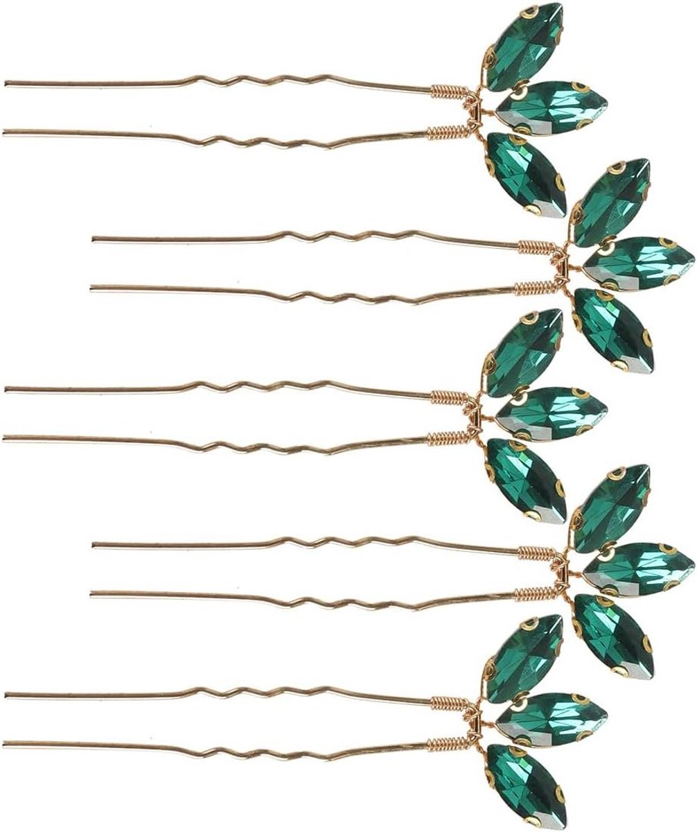 Haarspeld Set - Strass Sieraden - Feestelijk Kapsel - Handgemaakt Design - 5 Stuks - Groen