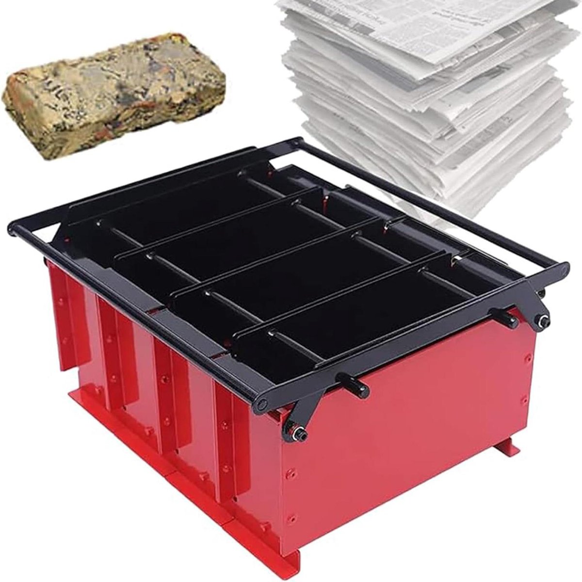 Brikettenmaker - Papier Pers - Verwarming Hout - 4 Briketten - Handmatig - Zwart