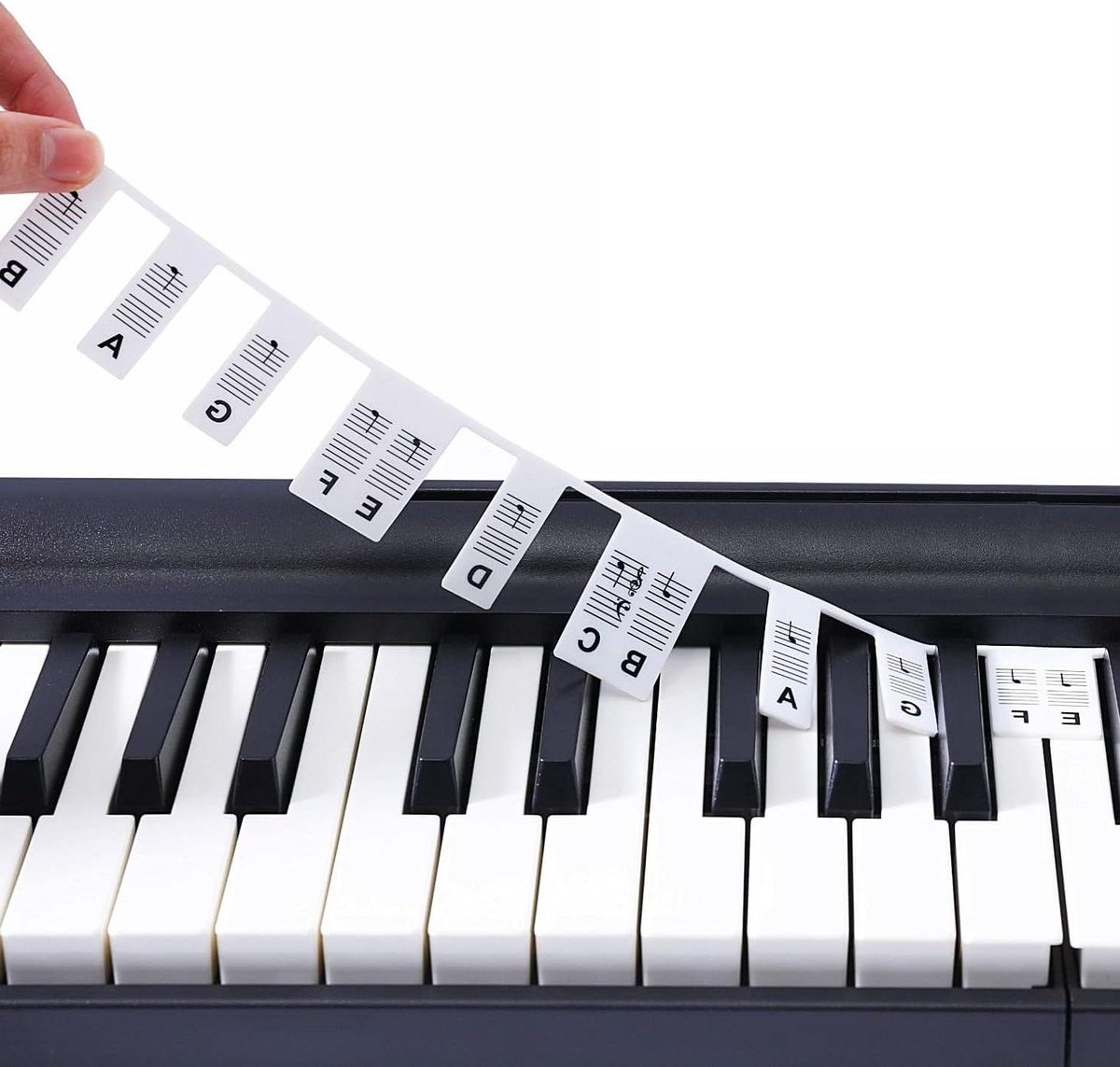 Piano Toetsen Labels - Keyboard Stickers - Muziek Leren - Verwijderbaar Zonder Lijm - 61 Toetsen Set - Transparant