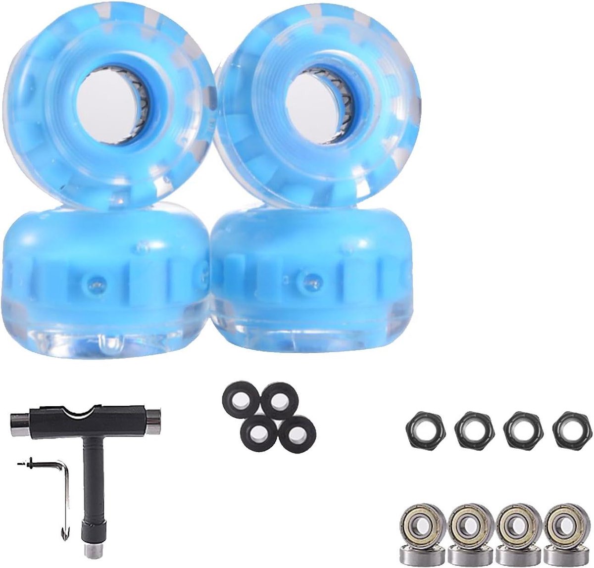 Skateboard Wielen Set PU Wielen Street Tricks LED Verlichting 4 Stuks 54mm Niet gespecificeerd