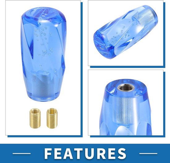 Versnellingspook - Schakelpook Knop - Auto Interieur - Universele Pasvorm - 10cm Stang - Blauw Acryl — afbeelding 4
