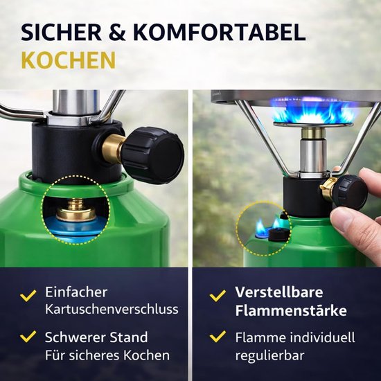 Camping Gasstel - Kooktoestel Outdoor - Koken Buiten - Compact Ontwerp - 12x12x18.6 cm - Groen van Camping — afbeelding 4