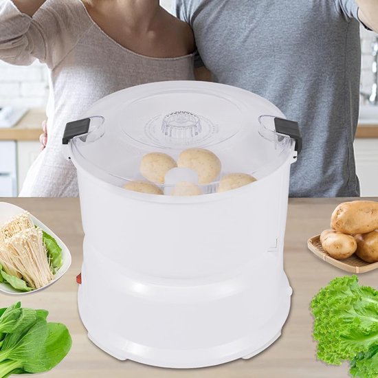 Automatische Aardappelschilmachine - Elektrische Dunschiller - Snel Groenten Schillen - 2-in-1 Functie - 1kg Capaciteit - Wit — afbeelding 5