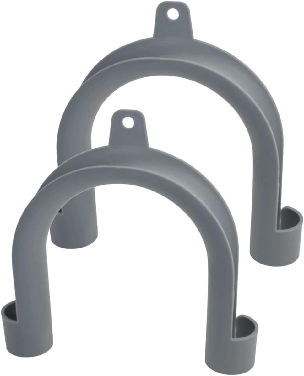 Slanghaak - Wasmachine houder - Afvoer slang - Flexibele sleuf - 2 stuks - Grijs