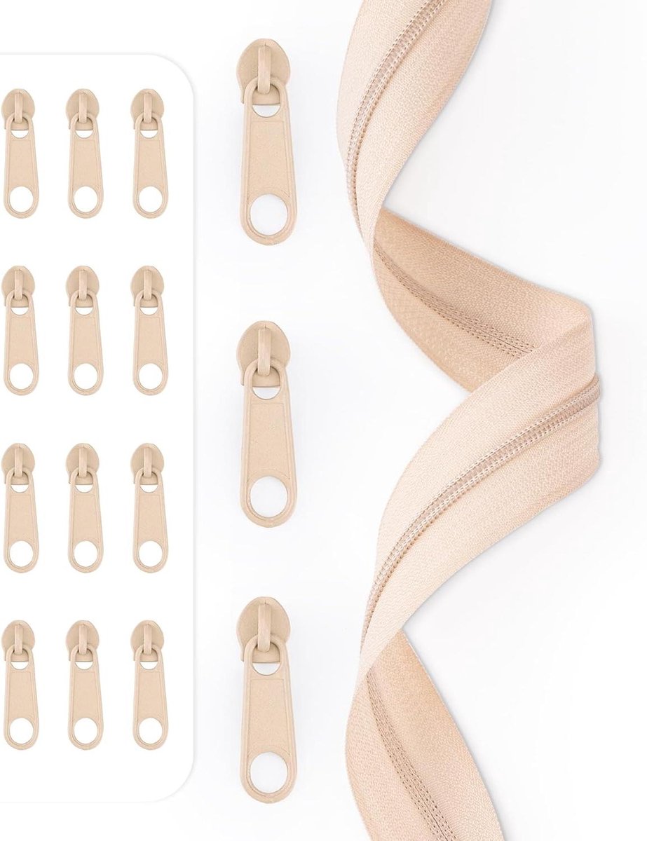 Rits op Maat - Nylon Rits - DIY Naaien - Eindeloze Lengte - 5 Meter - Beige