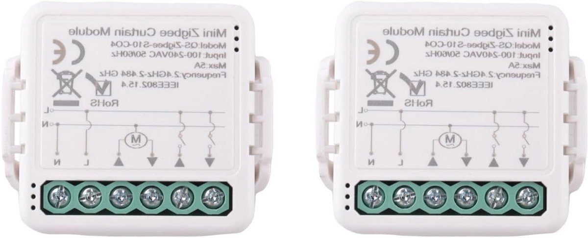 Slimme Gordijnmodule - Rolluik Bediening - Automatisch Sluiten - App Bediening - 2 Stuks - Wit