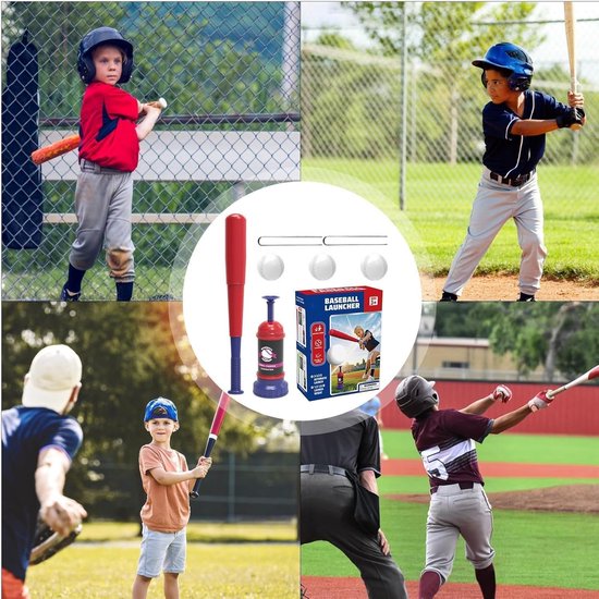 Honkbalset Kinderen - Trainingsmachine Slag - Sport Oefenen - Automatische Balwerper - 3 Ballen - Rood — afbeelding 5