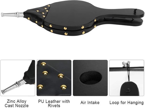 Luchtblazer voor buitenshuis, 39,7 x 17,8 cm, blaasbalg voor open haard, handmatige luchtblazer van , voor barbecue, open haard, luchtblazer — afbeelding 4