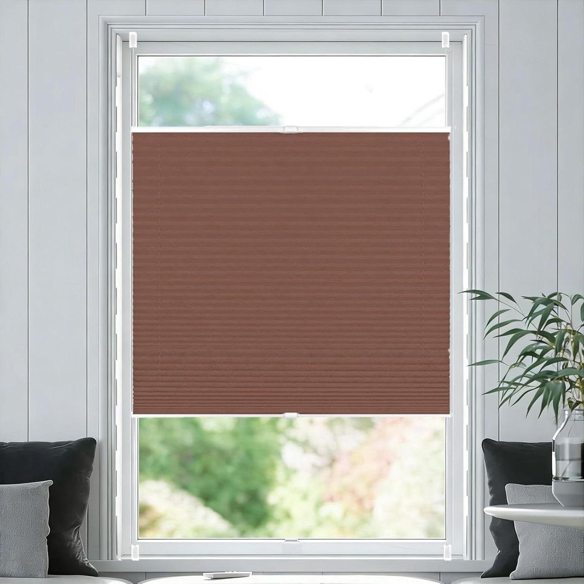 Geplooide Jaloezie - Vouwgordijn Raamdecoratie - Privacy Zonwering - Zonder Boren - 30 x 5