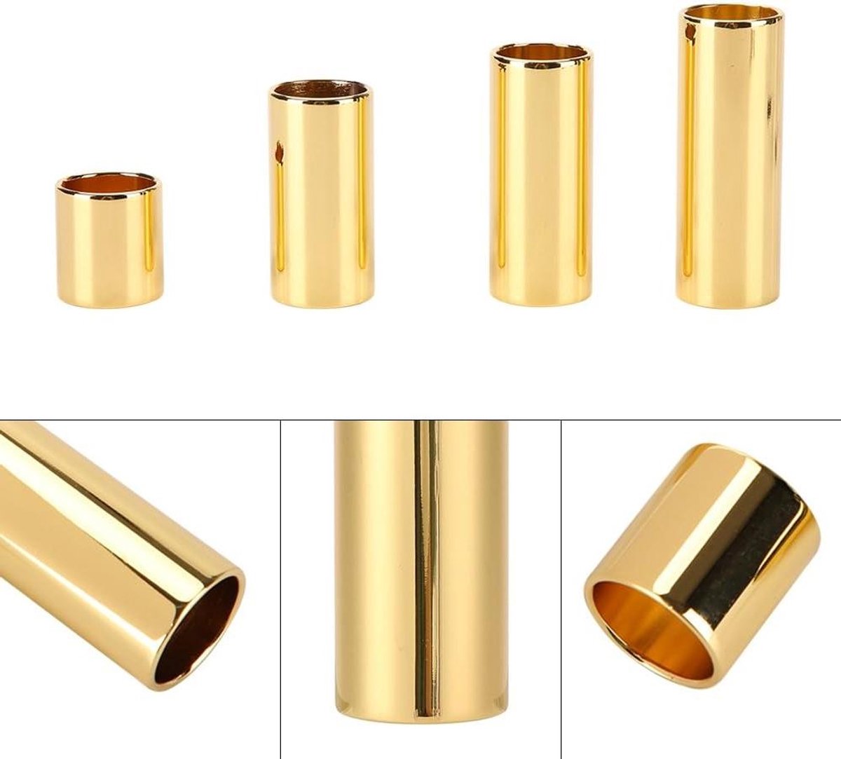 Gitaar Slide Set - Accessoires Set - Muziek Maken - Verschillende Maten - 4 Stuks - Goud