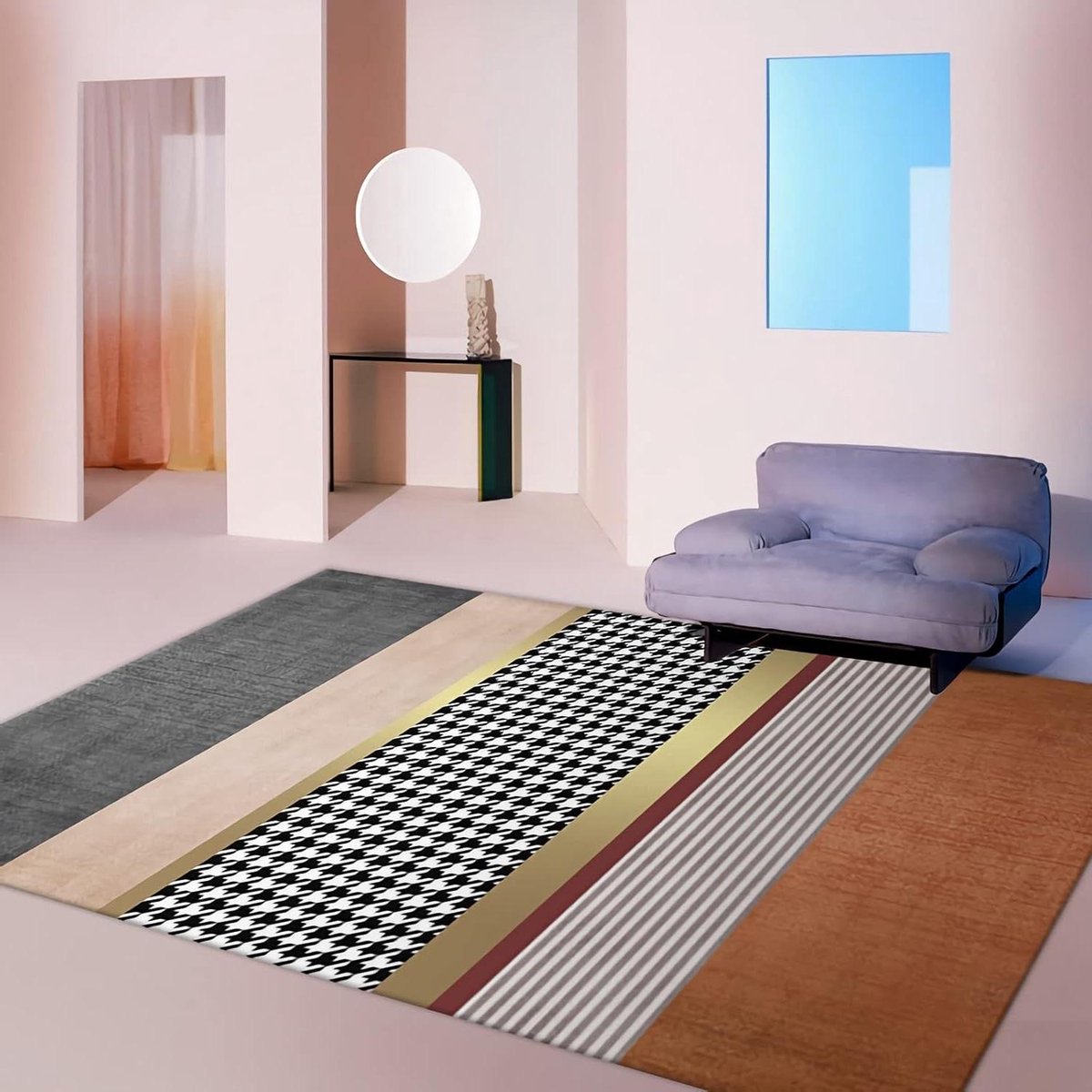 Vloerkleed Geometrisch Design - Zachte Vloerbedekking - Woonkamer Decoratie - Kristal fluw
