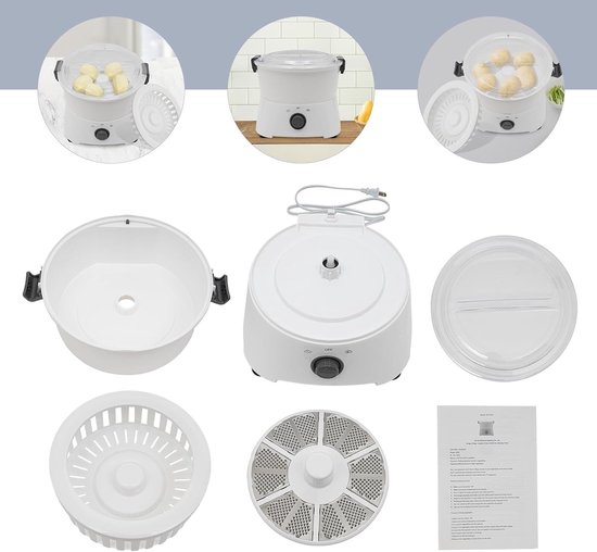 Elektrische Aardappelschilmachine - Automatische Schilmachine - Snel Groenten Schillen - Eén Knop Bediening - 0.8 kg Capaciteit - Wit — afbeelding 4