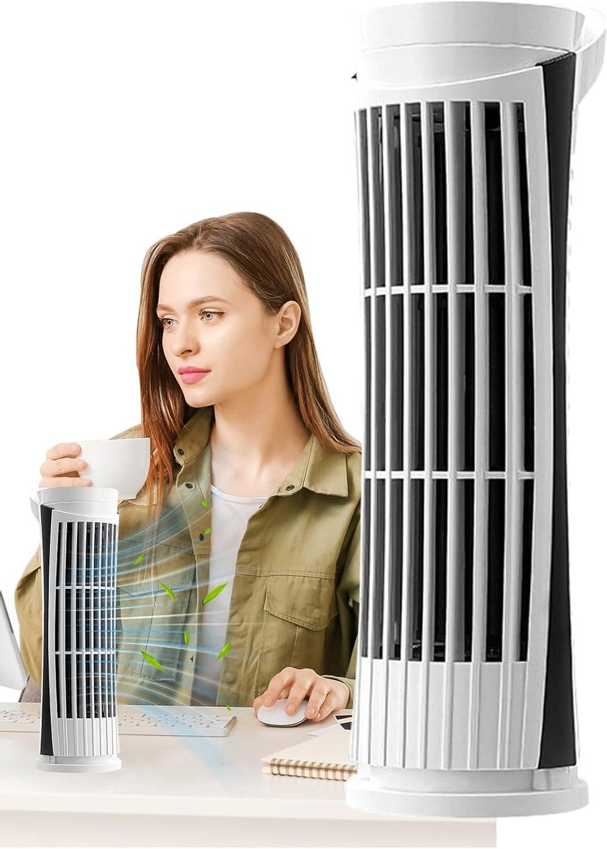 Torenventilator - USB luchtblazer - Rustige koeling - Bladloos ontwerp - 26 cm hoog - Wit