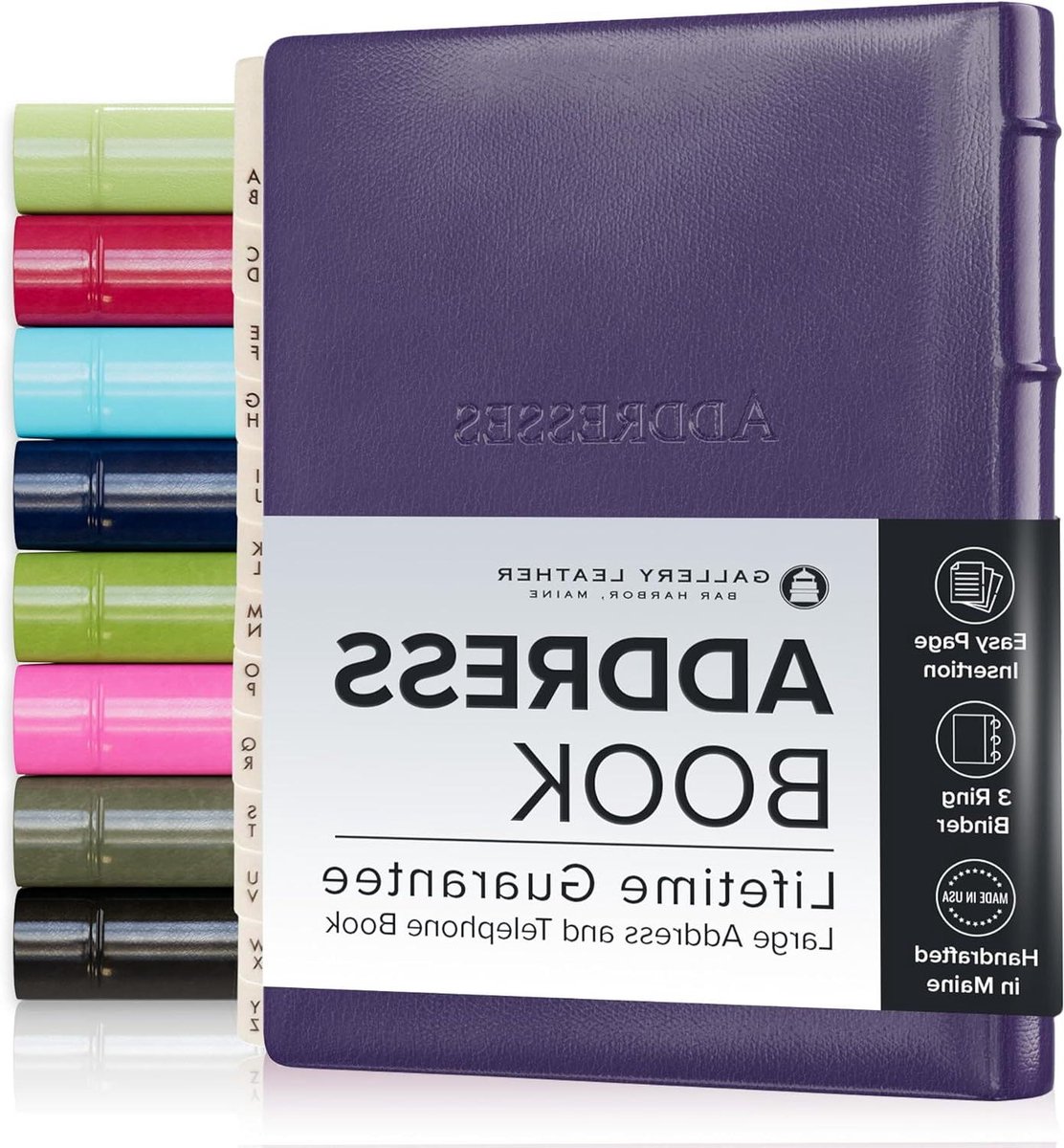 Bureau Adresboek - Contacten Organizer - Contacten Beheren - Navulbaar Ringband - 7x9 Inch - Violet