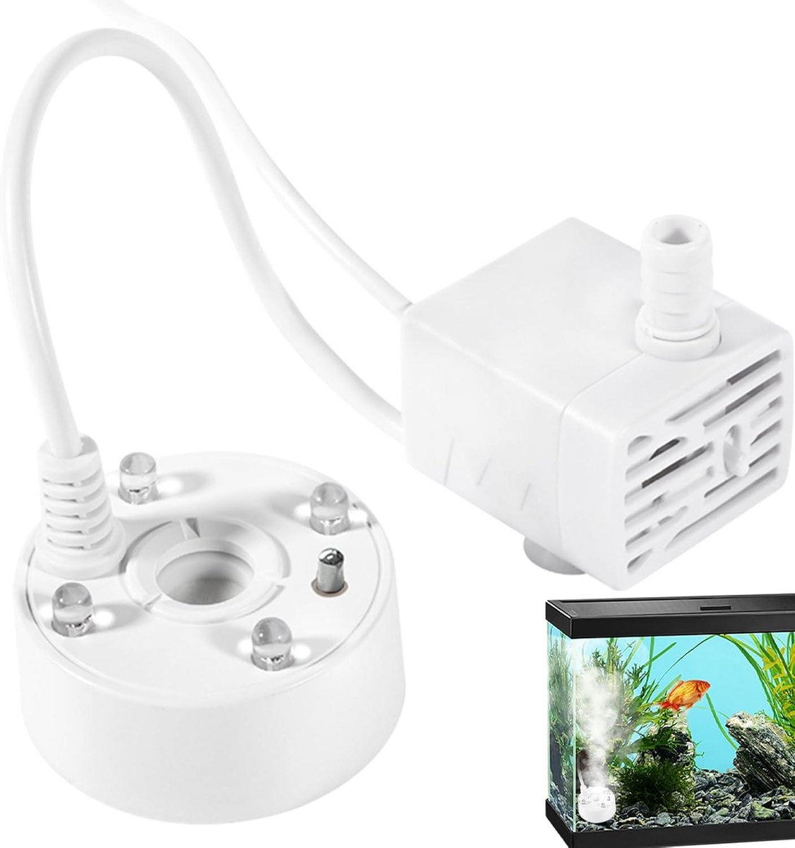 Mist Maker - Water Verdamper - Decoratieve Sfeer - Verstelbare Intensiteit - 6x5x6 cm - Wit