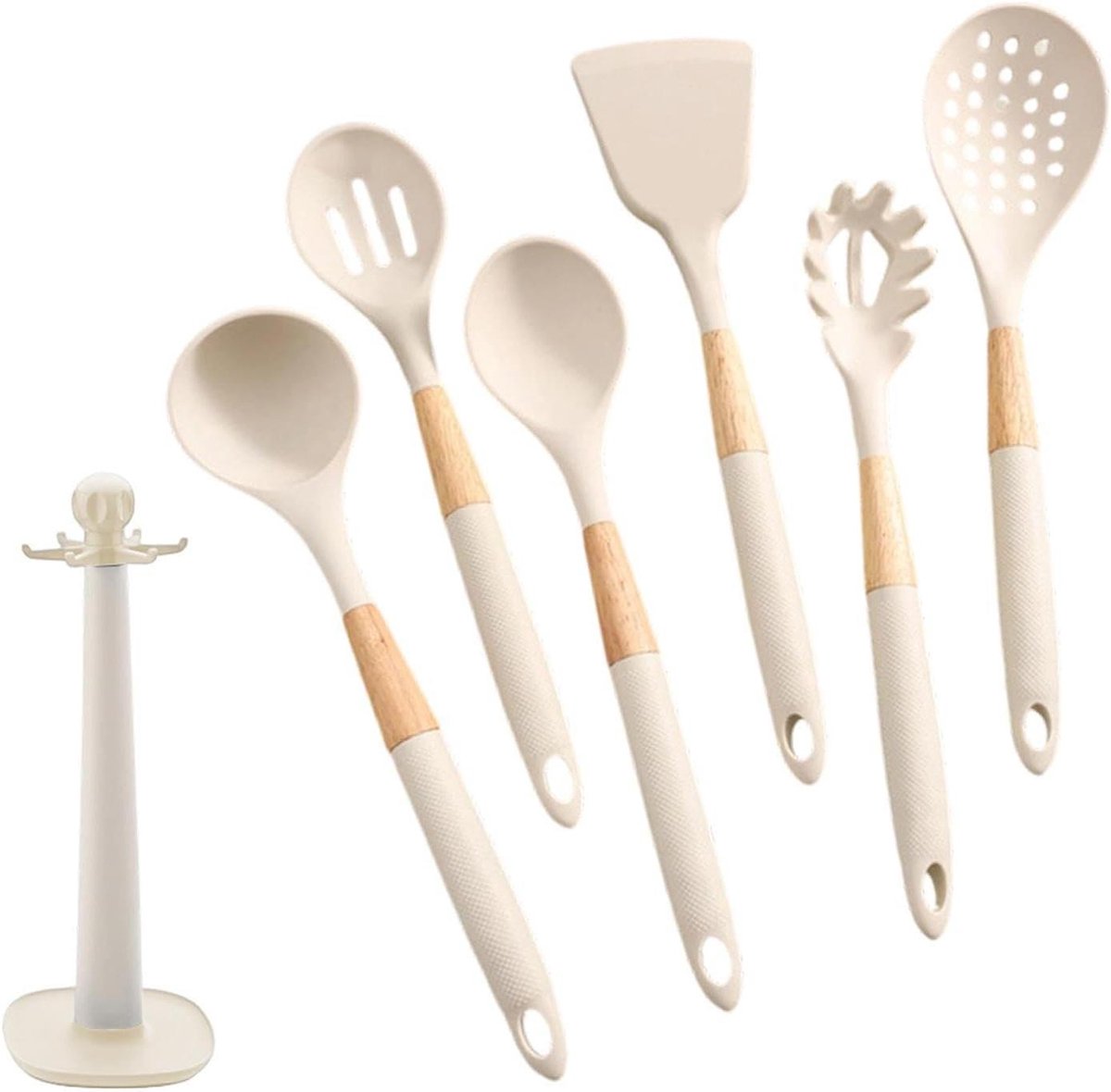 Keukengerei Set - Kookgerei Collectie - Thuis Koken - Hittebestendig Siliconen - 7-delig - Wit