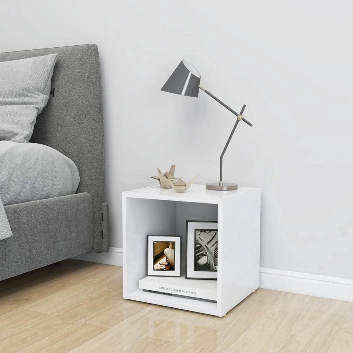 Televisiekast Hout - Tv meubel - Woonkamer Opbergen - Stabiele Constructie - 37x35x37 cm - Wit