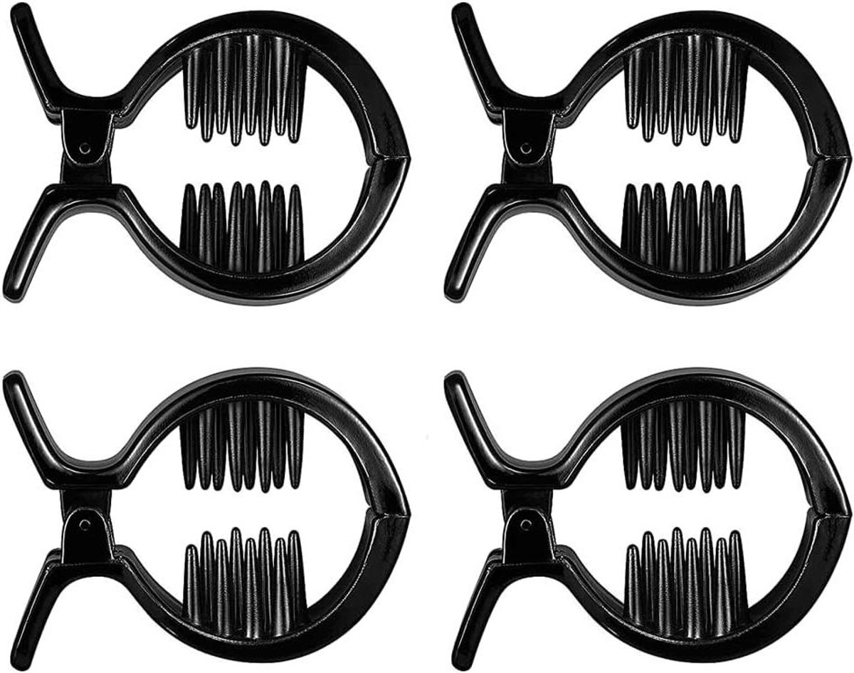 Haarklauwclips Set - Visvorm Klemmen - Haar Styling - Antislip Ontwerp - 4 Stuks - Zwart