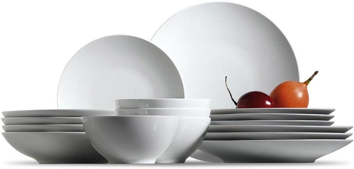 Serviesset 16-delig - Eetkamer servies - Dagelijks gebruik - Vaatwasmachinebestendig - 4 personen - Wit