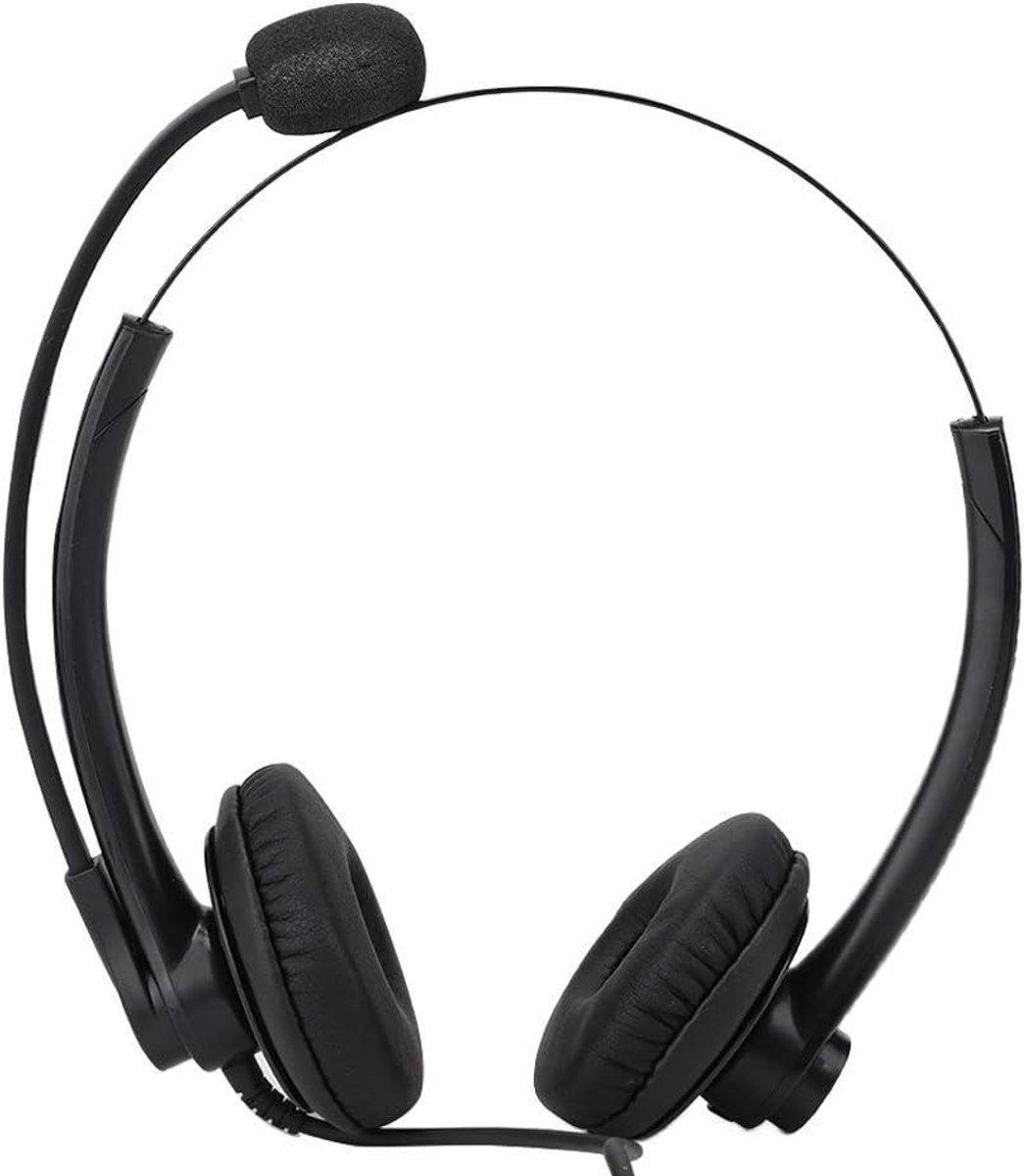 Telefoon Headset - Kantoor Hoofdtelefoon - Gesprekken Voeren - Microfoon Ruisonderdrukking - 15 cm - Zwart