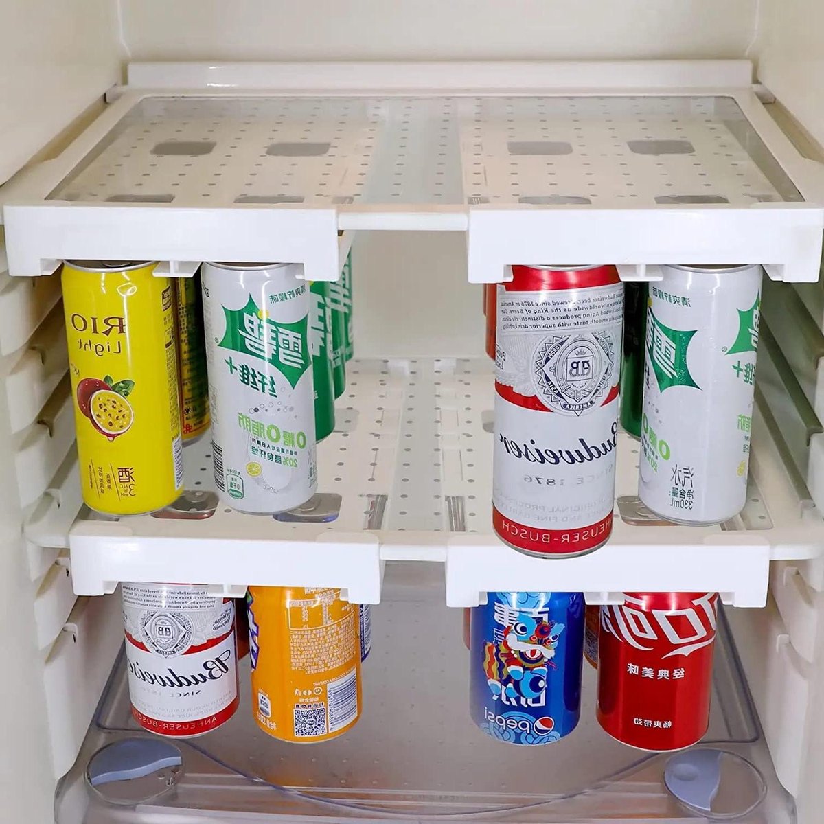 Opknoping Soda Can Storage Rack voor Koelkast,Hangende Drank Organizer voor Koelkast Verstelbare Kan Dispenser
